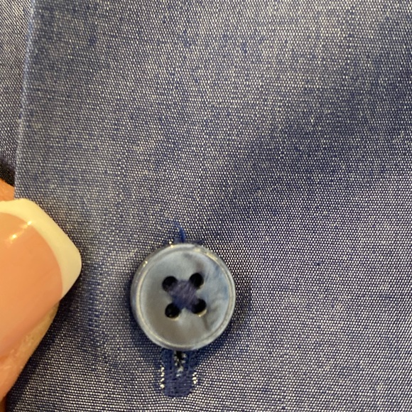 Lorenzo Uomo Mens Blue Dress Shirt w Contrasting Plaid Cuff Collar /16 32-33 - Picture 12 of 13